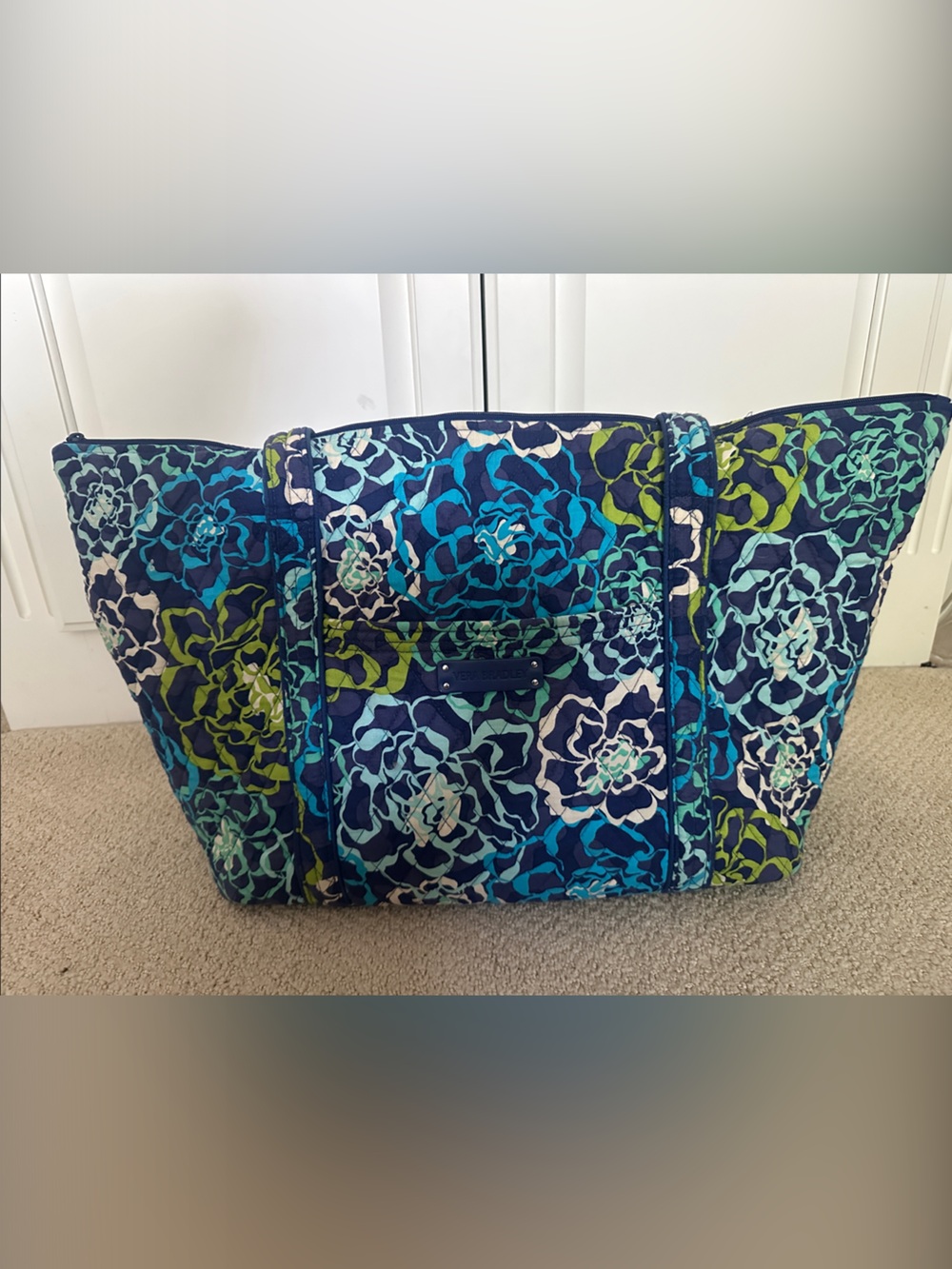 Vera Bradley Blue & Green Floral Quilted Tote